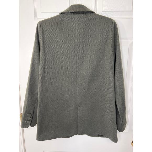 New Good American Oversized Flannel Twill Boxy Blazer Jacket Green Dark Academia - Picture 8 of 12